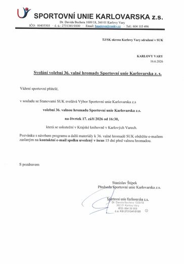 Svolání VH SUK 2026